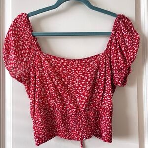 Sim and Sam Red Floral Top Size Medium